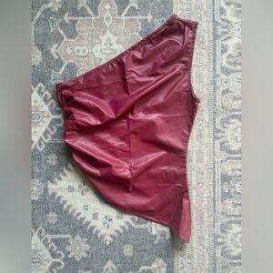 Women's Faux Leather Burgundy Skirt
